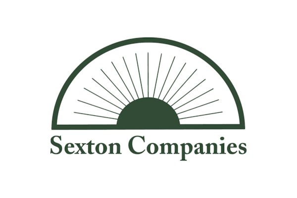 The image is a logo of Sexton Companies with a green and white color scheme.